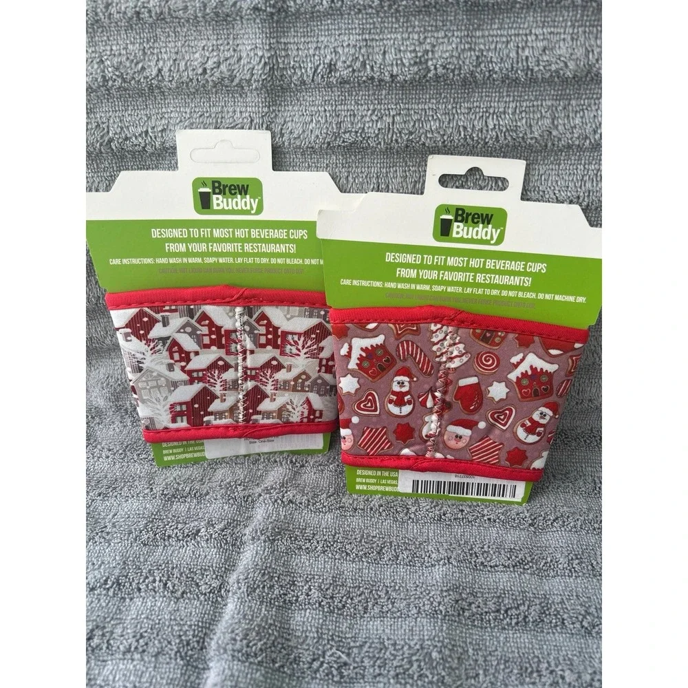 Christmas Winter brew buddy Insulated hot drink sleeve x2